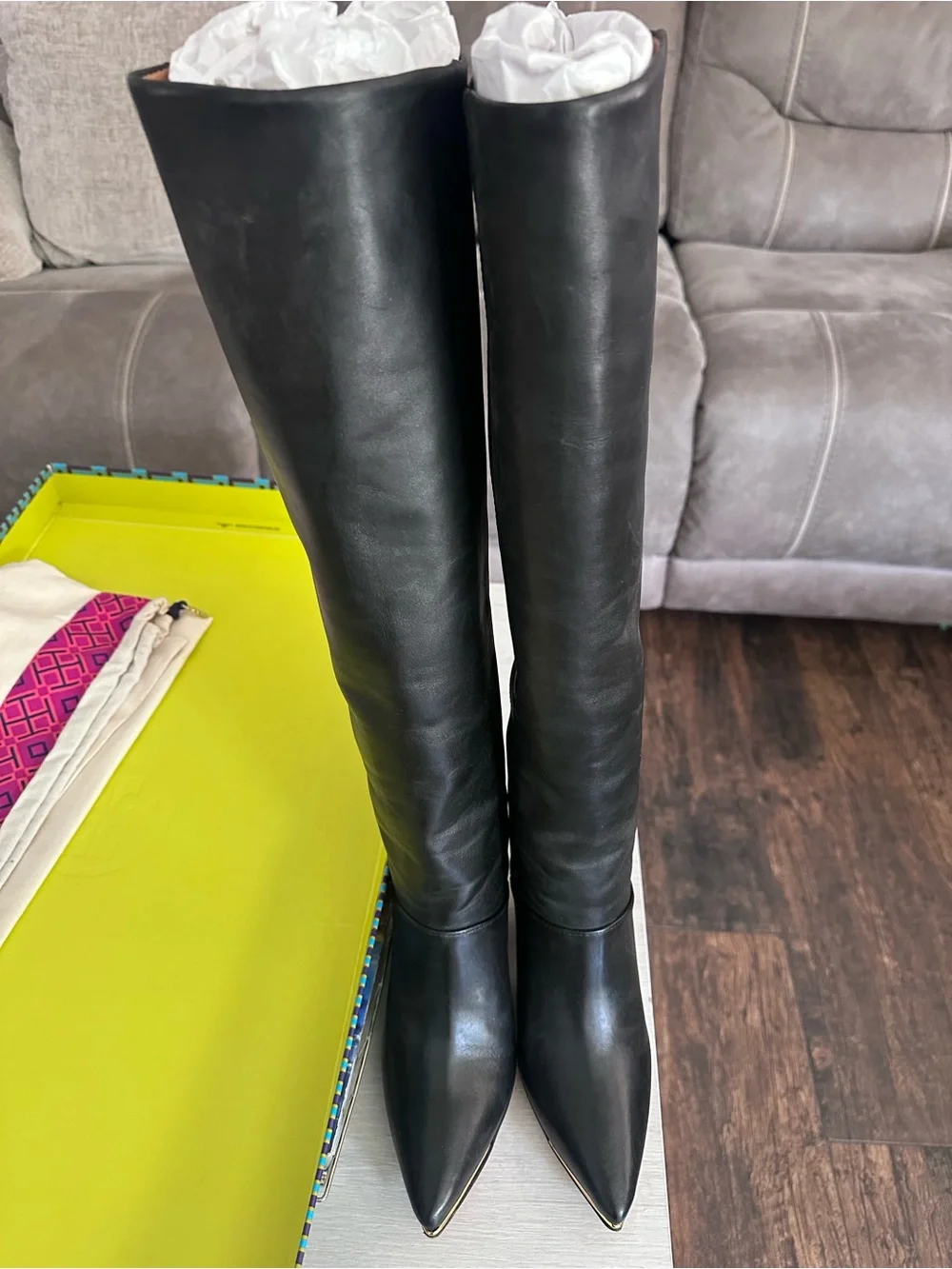 Tory Burch Black Leather Knee-High Boots